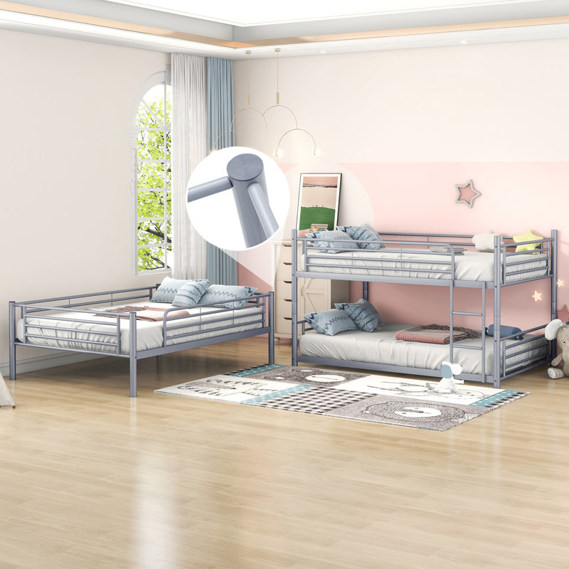 Aladar Kids Full Over Full Over Full Bunk Bed Grey